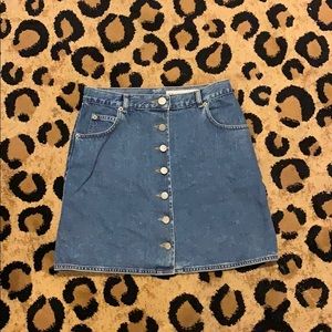 Button up denim mini skirt